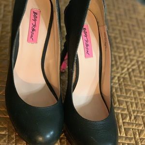 Betsey Johnson Corset black leather heels
